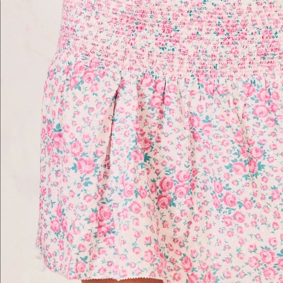 NWT LoveShackFancy Misty Smocked Floral Mini Skirt - Picture 5 of 12